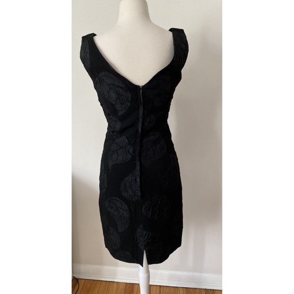 VTG Originals‎ by Mr Jed Womens Wiggle Dress Black Textured Leaf Bow Cocktail - Picture 5 of 11